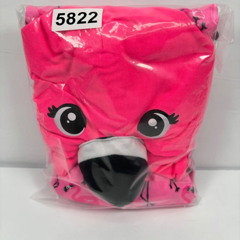 Justice Girls 14/16 Romper Pink Flamingo Hooded Zip Up Sleeveless Animal Novelty